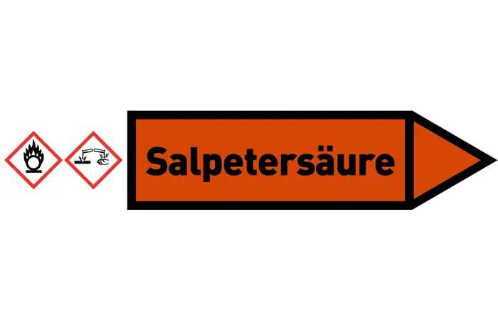 Pfeil rechts Salpetersäure orange/schwarz 125x25 mm Pfeil rechts Salpetersäure orange/schwarz 125x25 mm