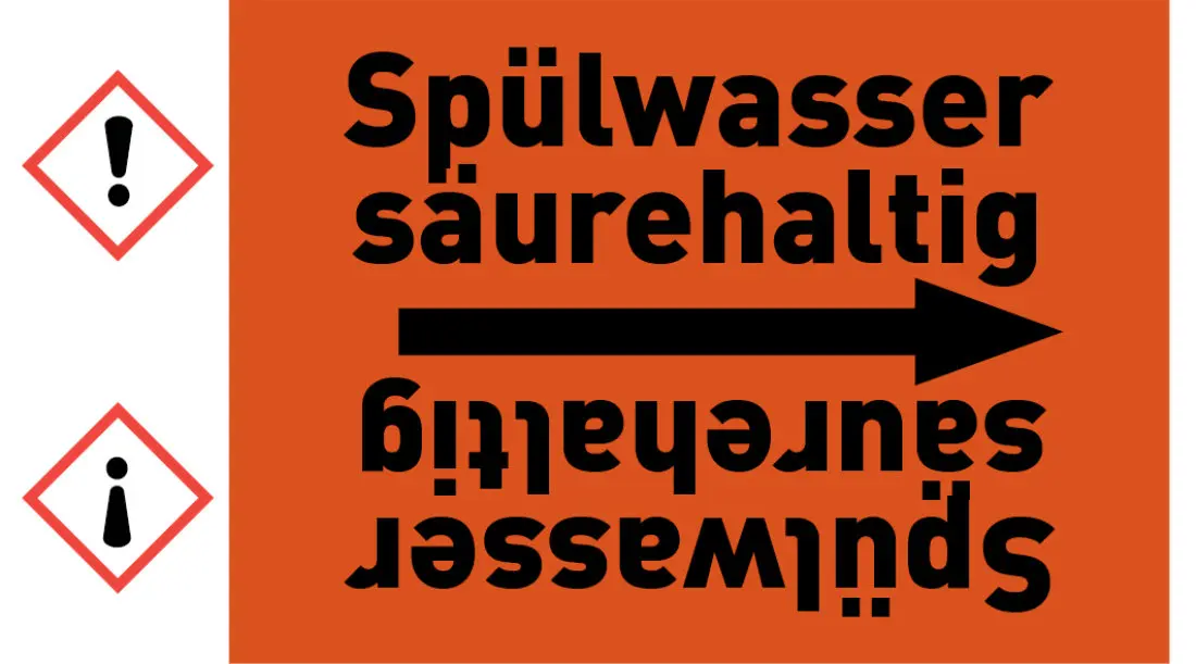 Kennzeichnungsband Spülwasser säurehaltig orange/schwarz ab Ø 50 mm 33 m/Rolle Kennzeichnungsband Spülwasser säurehaltig orange/schwarz ab Ø 50 mm 33 m/Rolle