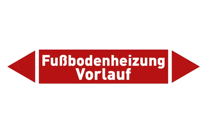 Pfeil Fußbodenheizung Vorlauf rot/weiß 125x25 mm Pfeil Fußbodenheizung Vorlauf rot/weiß 125x25 mm