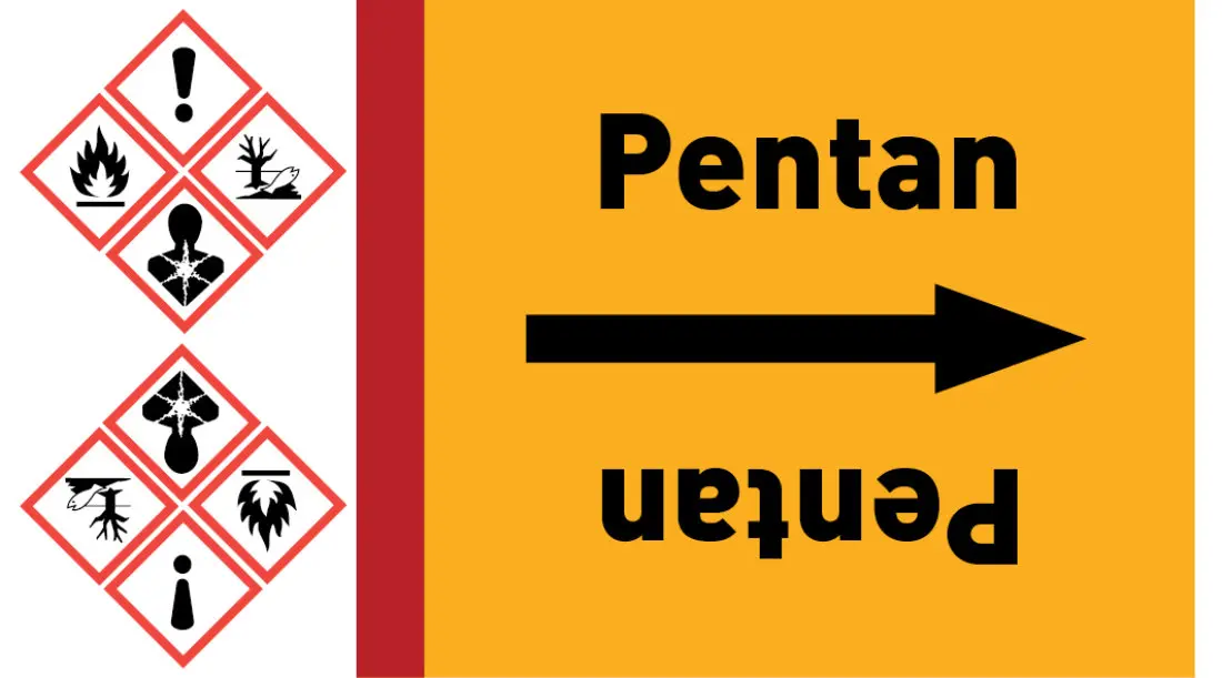 Kennzeichnungsband Pentan gelb/schwarz ab Ø 50 mm 33 m/Rolle Kennzeichnungsband Pentan gelb/schwarz ab Ø 50 mm 33 m/Rolle