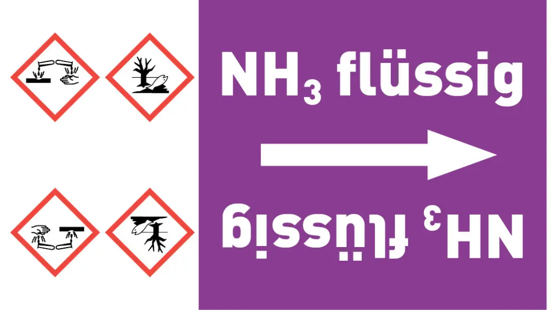 Kennzeichnungsband NH3 flüssig violett/weiß ab Ø 50 mm 33 m/Rolle Kennzeichnungsband NH3 flüssig violett/weiß ab Ø 50 mm 33 m/Rolle