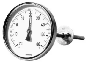 Bimetall-Zeigerthermometer mit Flansch Ø 100 mm -20 bis +60 °C Bimetall-Zeigerthermometer mit Flansch Ø 100 mm -20 bis +60 °C