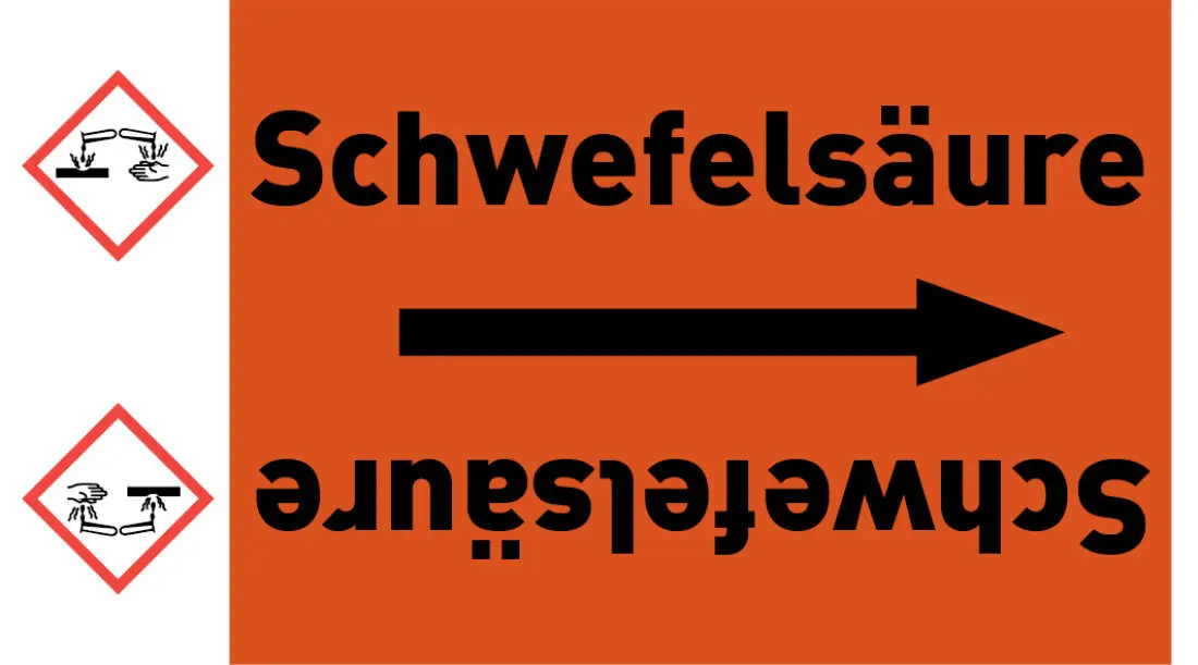 Kennzeichnungsband Schwefelsäure orange/schwarz ab Ø 50 mm 33 m/Rolle Kennzeichnungsband Schwefelsäure orange/schwarz ab Ø 50 mm 33 m/Rolle