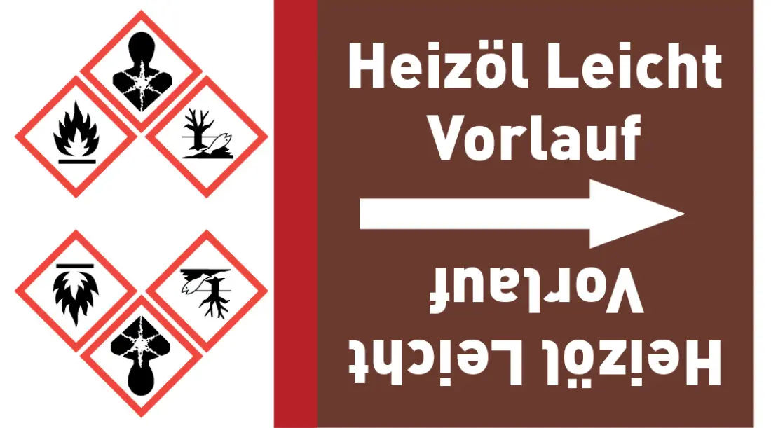 Kennzeichnungsband Heizöl Leicht Vorlauf braun/weiß ab Ø 50 mm 33 m/Rolle Kennzeichnungsband Heizöl Leicht Vorlauf braun/weiß ab Ø 50 mm 33 m/Rolle