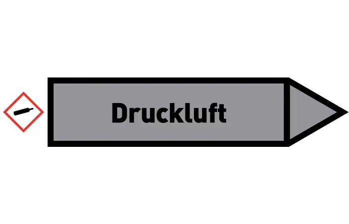 Pfeil rechts Druckluft grau/schwarz 125x25 mm Pfeil rechts Druckluft grau/schwarz 125x25 mm