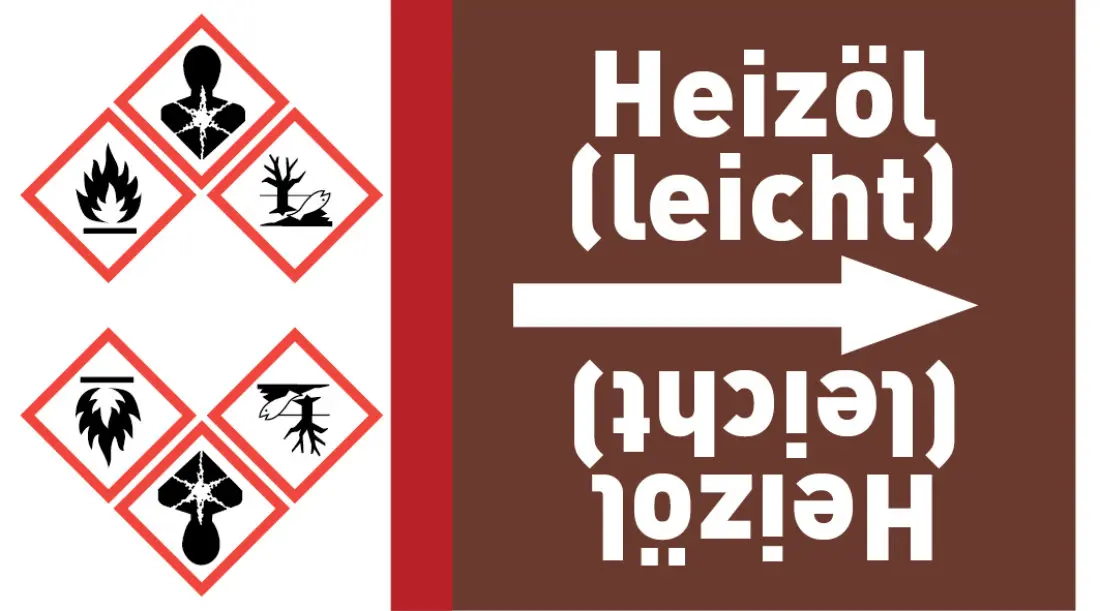 Kennzeichnungsband Heizöl (leicht) braun/weiß ab Ø 50 mm 33 m/Rolle Kennzeichnungsband Heizöl (leicht) braun/weiß ab Ø 50 mm 33 m/Rolle