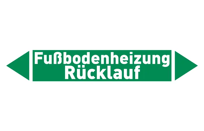 Pfeil Fußbodenheizung Rücklauf grün/weiß 215x40 mm Pfeil Fußbodenheizung Rücklauf grün/weiß 215x40 mm