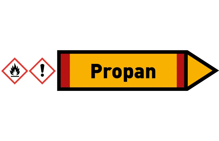 Pfeil rechts Propan gelb/schwarz 215x40 mm