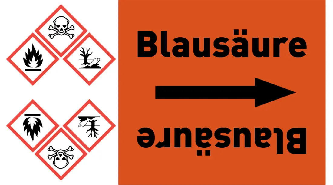 Kennzeichnungsband Blausäure orange/schwarz ab Ø 50 mm 33 m/Rolle Kennzeichnungsband Blausäure orange/schwarz ab Ø 50 mm 33 m/Rolle