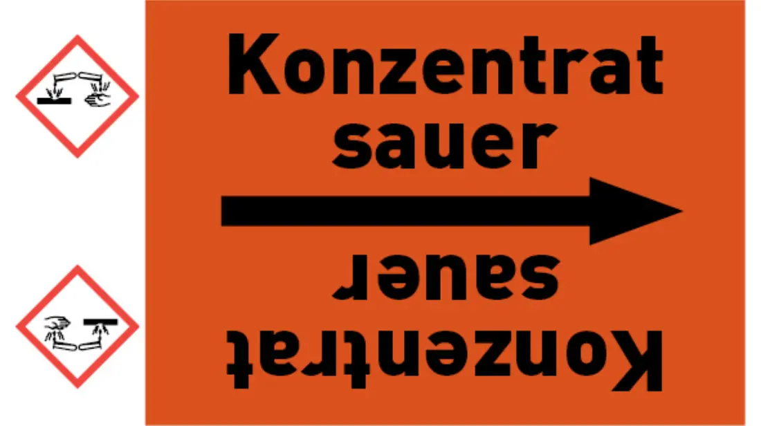 Kennzeichnungsband Konzentrat sauer orange/schwarz bis Ø 50 mm 33 m/Rolle Kennzeichnungsband Konzentrat sauer orange/schwarz bis Ø 50 mm 33 m/Rolle
