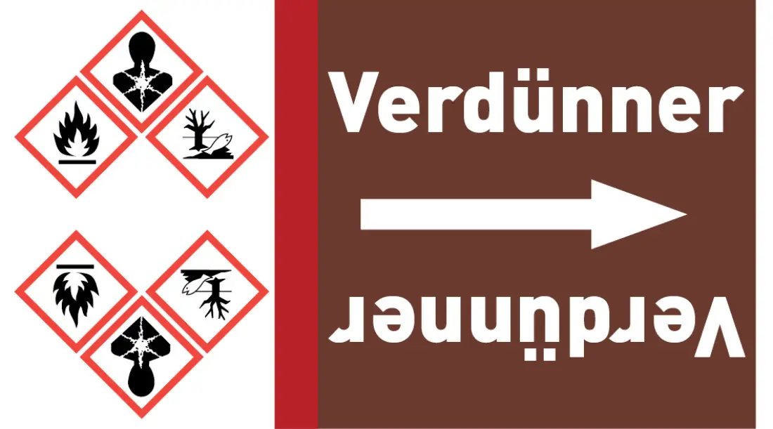 Kennzeichnungsband Verdünner braun/weiß ab Ø 50 mm 33 m/Rolle Kennzeichnungsband Verdünner braun/weiß ab Ø 50 mm 33 m/Rolle