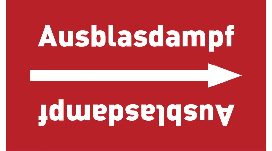 Kennzeichnungsband Ausblasdampf rot/weiß ab Ø 50 mm 33 m/Rolle Kennzeichnungsband Ausblasdampf rot/weiß ab Ø 50 mm 33 m/Rolle