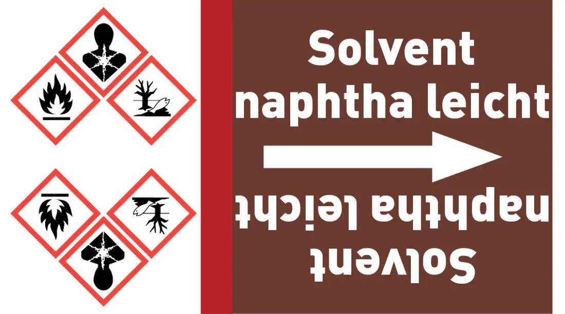 Kennzeichnungsband Solvent naphtha leicht braun/weiß ab Ø 50 mm 33 m/Rolle Kennzeichnungsband Solvent naphtha leicht braun/weiß ab Ø 50 mm 33 m/Rolle