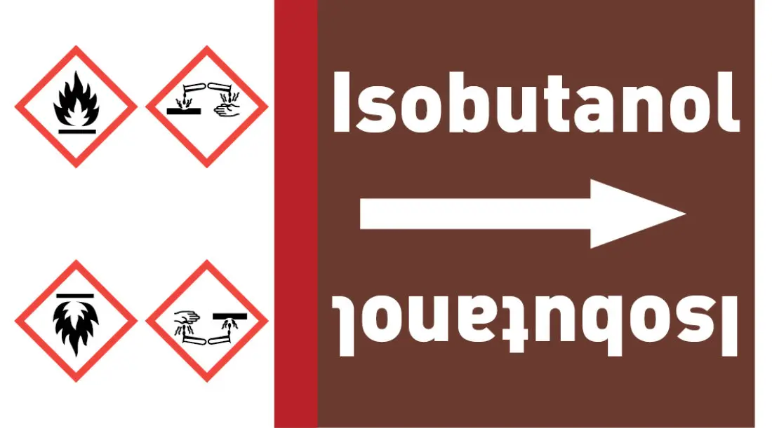 Kennzeichnungsband Isobutanol braun/weiß ab Ø 50 mm 33 m/Rolle Kennzeichnungsband Isobutanol braun/weiß ab Ø 50 mm 33 m/Rolle