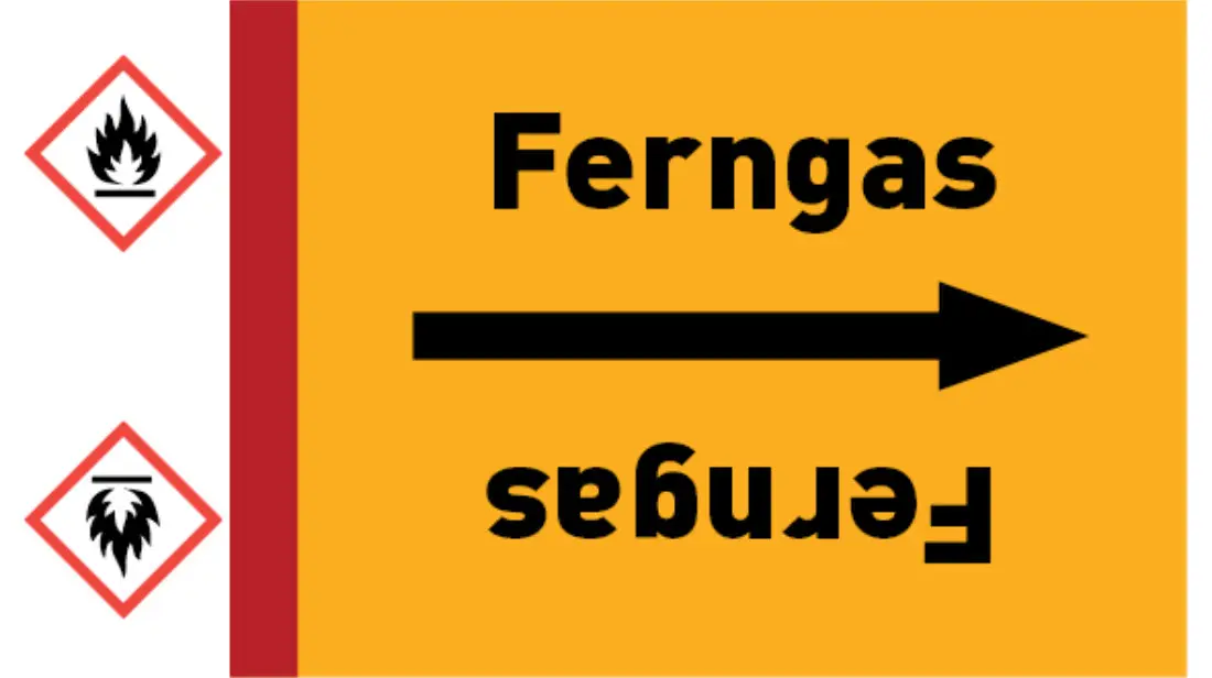 Kennzeichnungsband Ferngas gelb/schwarz bis Ø 50 mm 33 m/Rolle Kennzeichnungsband Ferngas gelb/schwarz bis Ø 50 mm 33 m/Rolle