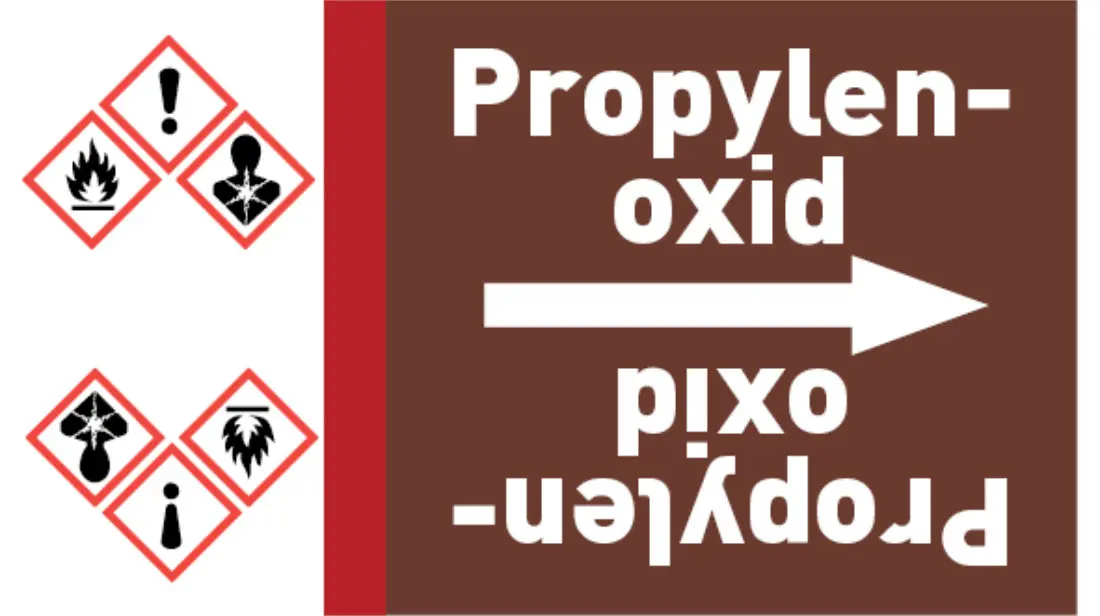 Kennzeichnungsband Propylenoxid braun/weiß bis Ø 50 mm 33 m/Rolle Kennzeichnungsband Propylenoxid braun/weiß bis Ø 50 mm 33 m/Rolle