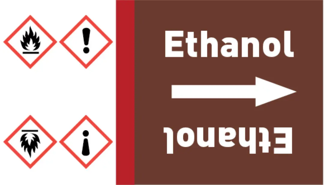 Kennzeichnungsband Ethanol braun/weiß bis Ø 50 mm 33 m/Rolle Kennzeichnungsband Ethanol braun/weiß bis Ø 50 mm 33 m/Rolle