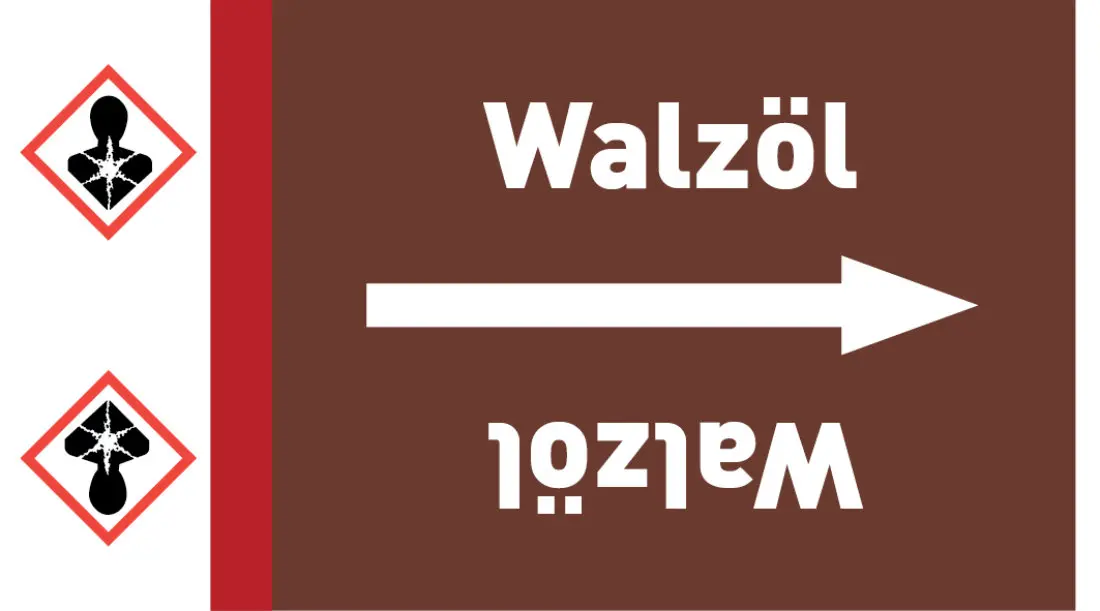 Kennzeichnungsband Walzöl braun/weiß ab Ø 50 mm 33 m/Rolle Kennzeichnungsband Walzöl braun/weiß ab Ø 50 mm 33 m/Rolle
