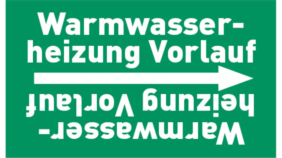 Kennzeichnungsband Warmwasserheizung Vorlauf grün/weiß bis Ø 50 mm 33 m/Rolle Kennzeichnungsband Warmwasserheizung Vorlauf grün/weiß bis Ø 50 mm 33 m/Rolle