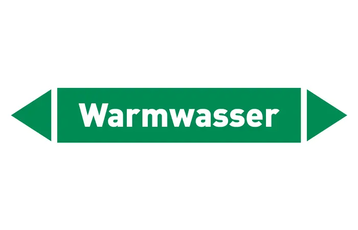 Pfeil Warmwasser grün/weiß 215x40 mm Pfeil Warmwasser grün/weiß 215x40 mm