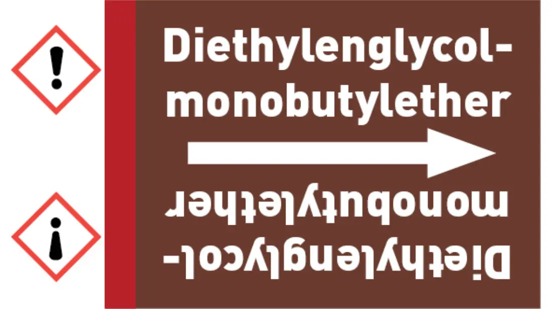 Kennzeichnungsband Diethylenglycol-monobutylether braun/weiß bis Ø 50 mm 33 m/Rolle Kennzeichnungsband Diethylenglycol-monobutylether braun/weiß bis Ø 50 mm 33 m/Rolle