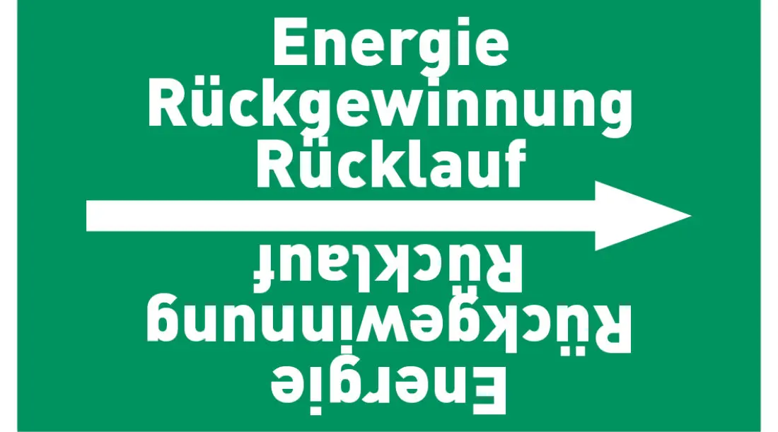 Kennzeichnungsband Energie Rückgewinnung Rücklauf grün/weiß ab Ø 50 mm 33 m/Rolle Kennzeichnungsband Energie Rückgewinnung Rücklauf grün/weiß ab Ø 50 mm 33 m/Rolle