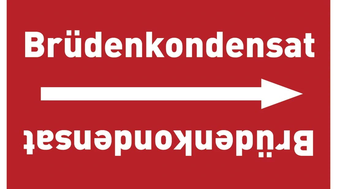 Kennzeichnungsband Brüdenkondensat rot/weiß bis Ø 50 mm 33 m/Rolle