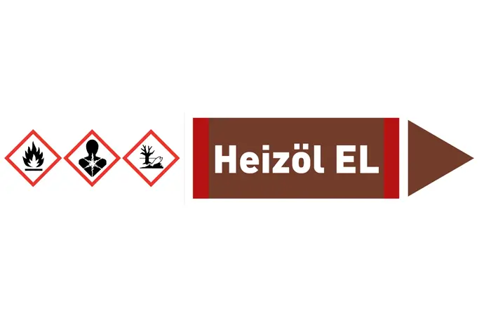 Pfeil rechts Heizöl EL braun/weiß 125x25 mm