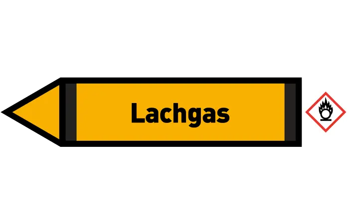 Pfeil links Lachgas gelb/schwarz 125x25 mm Pfeil links Lachgas gelb/schwarz 125x25 mm