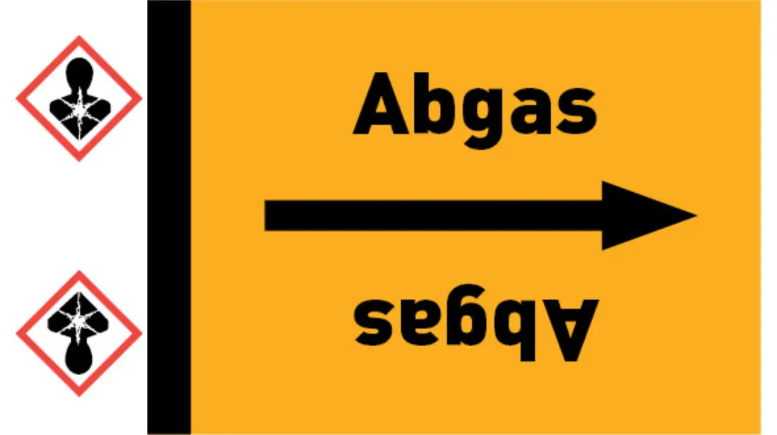 Kennzeichnungsband Abgas gelb/schwarz bis Ø 50 mm 33 m/Rolle Kennzeichnungsband Abgas gelb/schwarz bis Ø 50 mm 33 m/Rolle