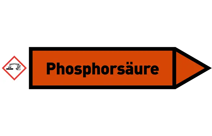 Pfeil rechts Phosphorsäure orange/schwarz 125x25 mm