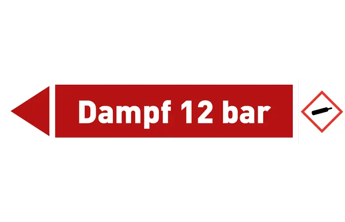 Pfeil links Dampf 12 bar rot/weiß 215x40 mm Pfeil links Dampf 12 bar rot/weiß 215x40 mm