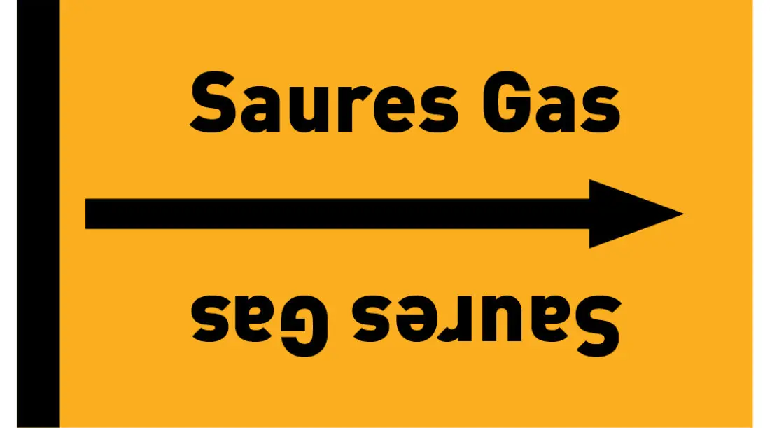 Kennzeichnungsband Saures Gas gelb/schwarz ab Ø 50 mm 33 m/Rolle Kennzeichnungsband Saures Gas gelb/schwarz ab Ø 50 mm 33 m/Rolle