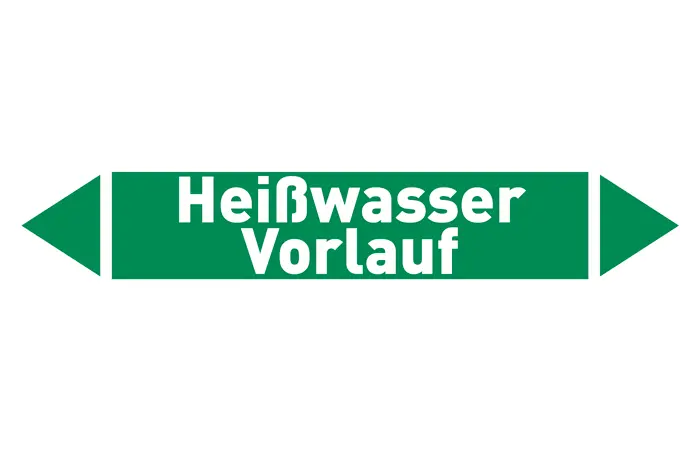 Pfeil Heißwasser Vorlauf grün/weiß 215x40 mm Pfeil Heißwasser Vorlauf grün/weiß 215x40 mm