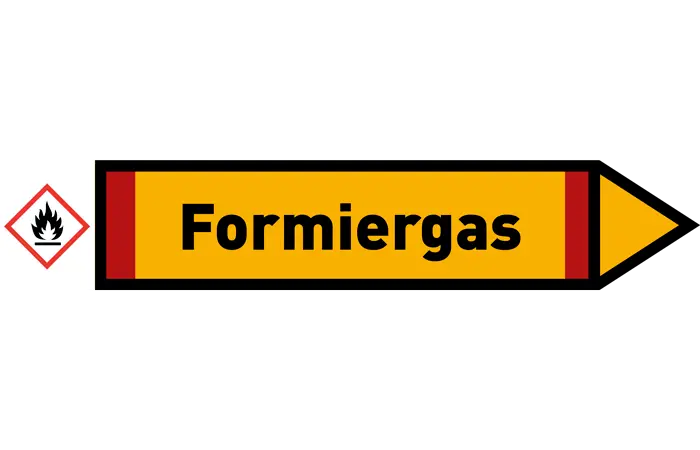 Pfeil rechts Formiergas gelb/schwarz 215x40 mm Pfeil rechts Formiergas gelb/schwarz 215x40 mm
