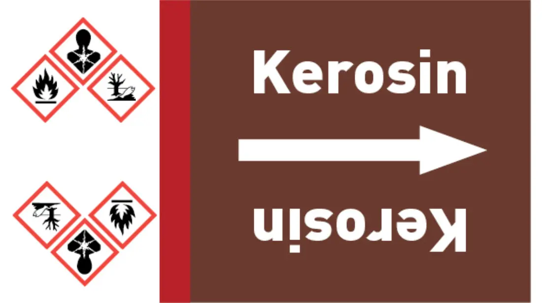 Kennzeichnungsband Kerosin braun/weiß bis Ø 50 mm 33 m/Rolle Kennzeichnungsband Kerosin braun/weiß bis Ø 50 mm 33 m/Rolle