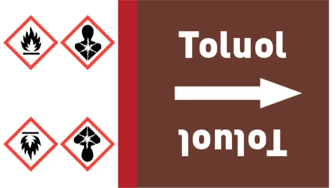 Kennzeichnungsband Toluol braun/weiß bis Ø 50 mm 33 m/Rolle Kennzeichnungsband Toluol braun/weiß bis Ø 50 mm 33 m/Rolle