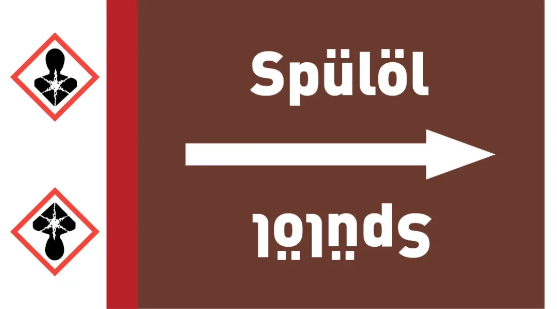 Kennzeichnungsband Spülöl braun/weiß ab Ø 50 mm 33 m/Rolle Kennzeichnungsband Spülöl braun/weiß ab Ø 50 mm 33 m/Rolle