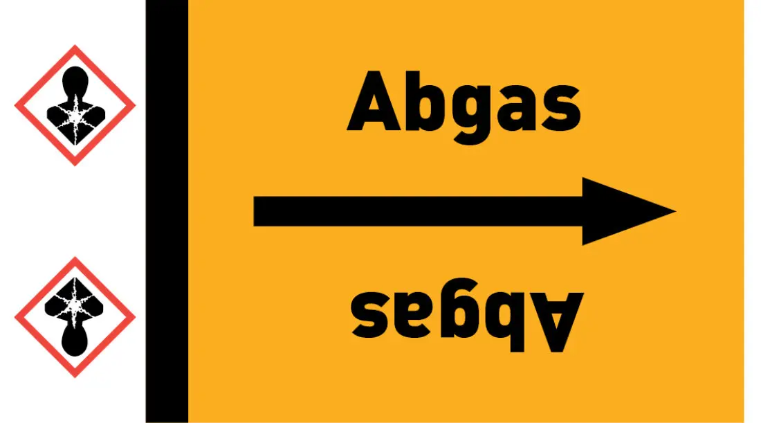 Kennzeichnungsband Abgas gelb/schwarz ab Ø 50 mm 33 m/Rolle Kennzeichnungsband Abgas gelb/schwarz ab Ø 50 mm 33 m/Rolle