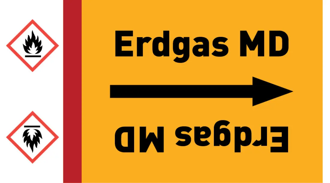 Kennzeichnungsband Erdgas MD gelb/schwarz ab Ø 50 mm 33 m/Rolle Kennzeichnungsband Erdgas MD gelb/schwarz ab Ø 50 mm 33 m/Rolle