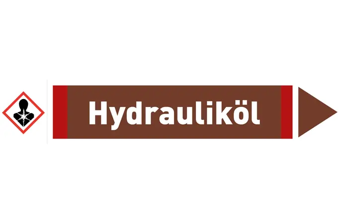 Pfeil rechts Hydrauliköl braun/weiß 215x40 mm Pfeil rechts Hydrauliköl braun/weiß 215x40 mm