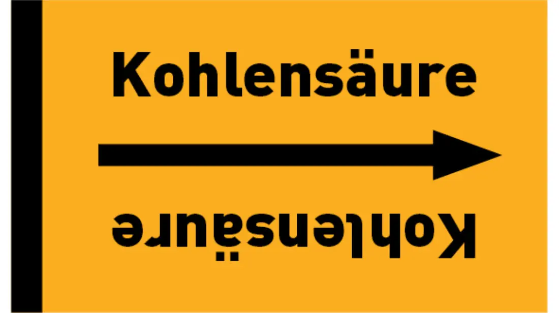 Kennzeichnungsband Kohlensäure gelb/schwarz bis Ø 50 mm 33 m/Rolle Kennzeichnungsband Kohlensäure gelb/schwarz bis Ø 50 mm 33 m/Rolle