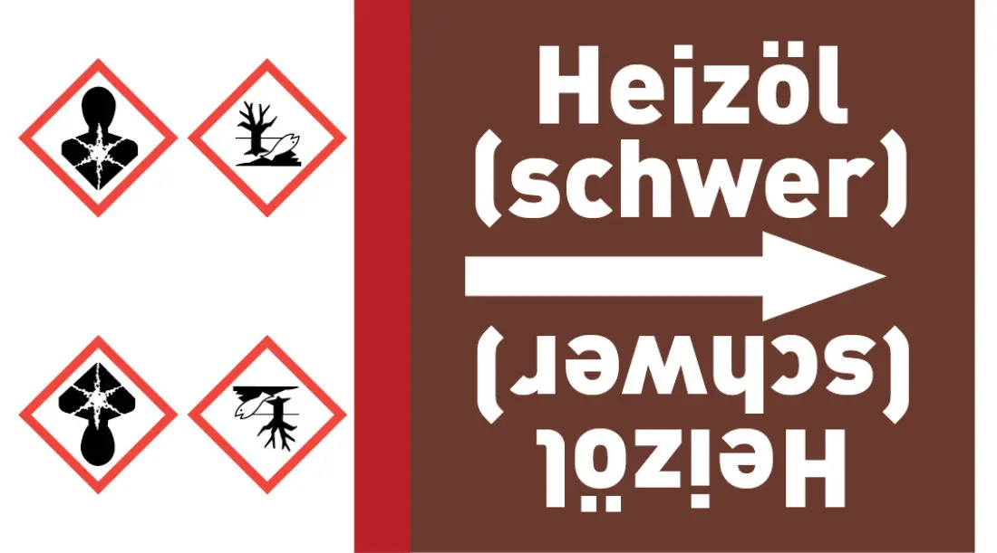 Kennzeichnungsband Heizöl (schwer) braun/weiß ab Ø 50 mm 33 m/Rolle Kennzeichnungsband Heizöl (schwer) braun/weiß ab Ø 50 mm 33 m/Rolle