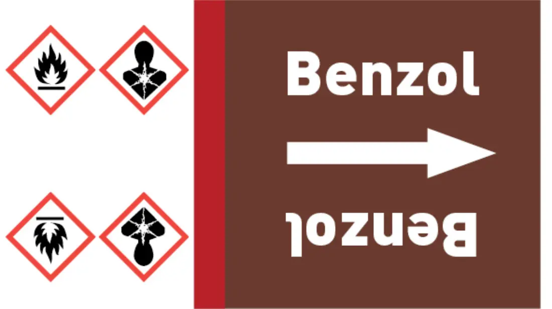 Kennzeichnungsband Benzol braun/weiß bis Ø 50 mm 33 m/Rolle Kennzeichnungsband Benzol braun/weiß bis Ø 50 mm 33 m/Rolle