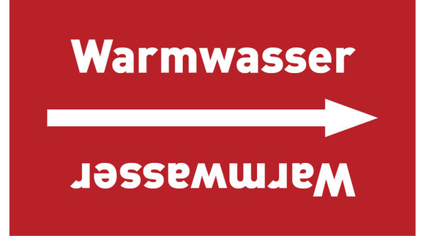 Kennzeichnungsband Warmwasser rot/weiß, ab Ø 50 mm 33 m/Rolle