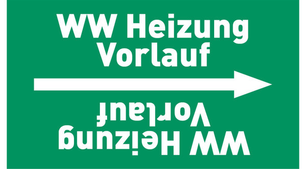 Kennzeichnungsband WW Heizung Vorlauf grün/weiß, ab Ø 50 mm 33 m/Rolle