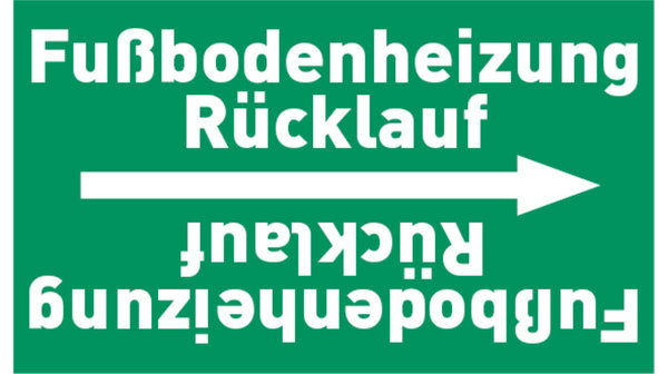 Kennzeichnungsband Fußbodenheizung Rücklauf grün/weiß, bis Ø 50 mm 33 m/Rolle