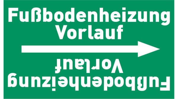 Kennzeichnungsband Fußbodenheizung Vorlauf grün/weiß, bis Ø 50 mm 33 m/Rolle