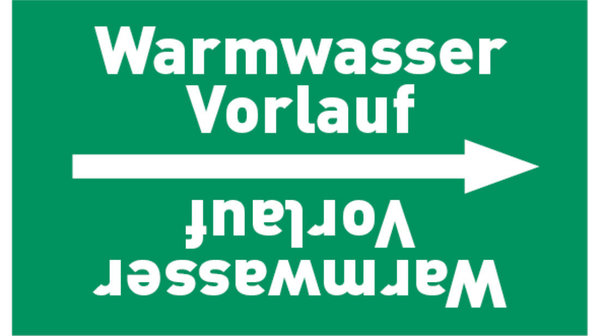 Kennzeichnungsband Warmwasser Vorlauf grün/weiß, bis Ø 50 mm 33 m/Rolle