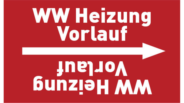 Kennzeichnungsband WW Heizung Vorlauf rot/weiß, bis Ø 50 mm 33 m/Rolle